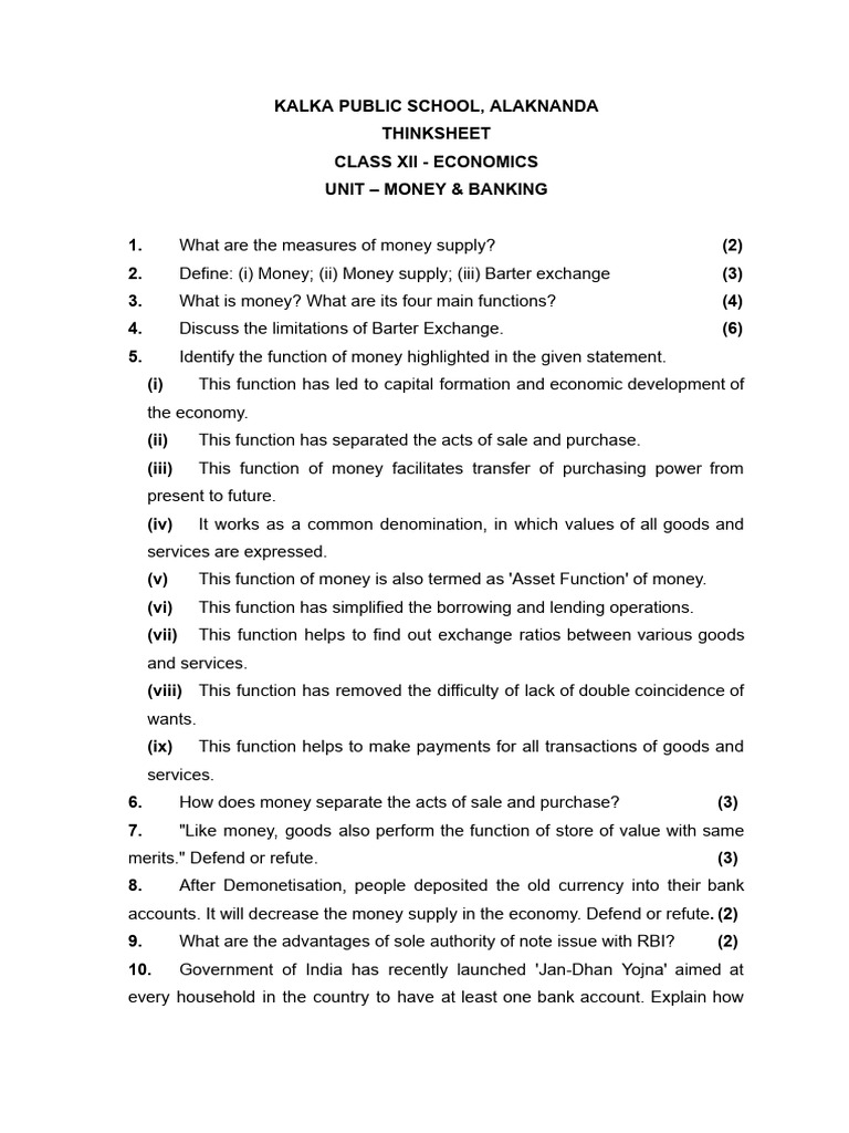 Assignment MONEY & BANKING | PDF | Money | Reserve Bank Of India