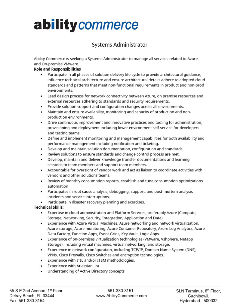 Systems Administrator Job at Ability Commerce | PDF | Cloud Computing ...
