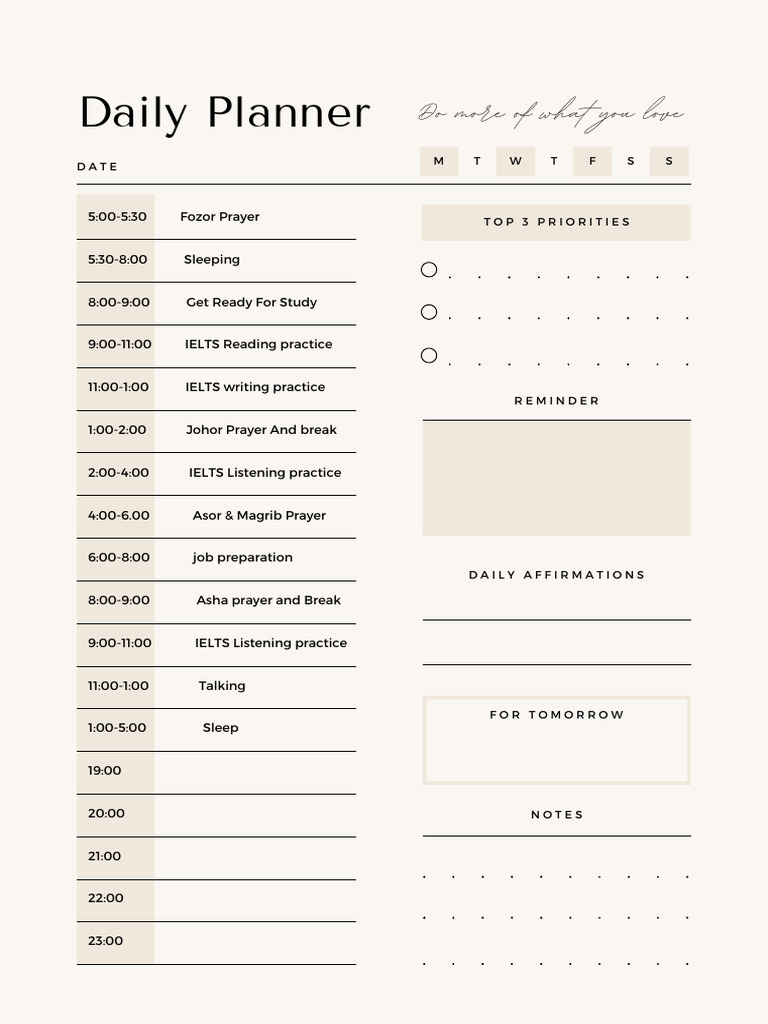 Beige Minimalist Daily Planner | PDF