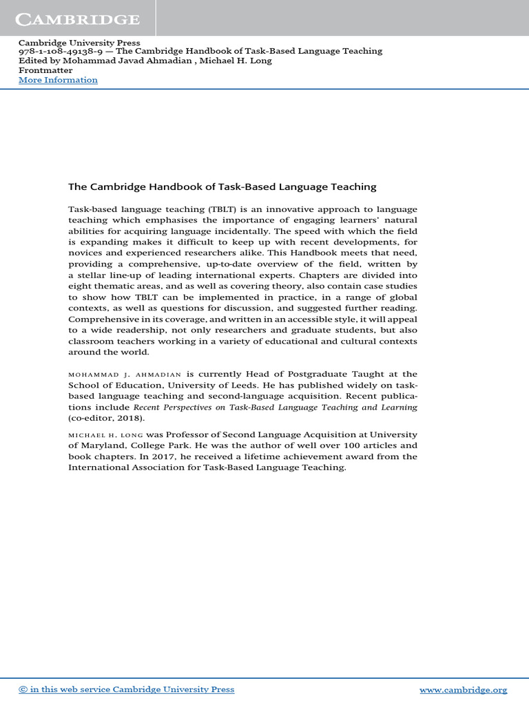 Task-Based Language Teaching Handbook | PDF | Linguistics | Language ...