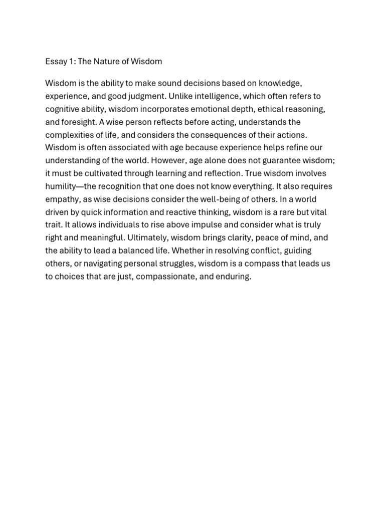 Understanding the Nature of Wisdom | PDF