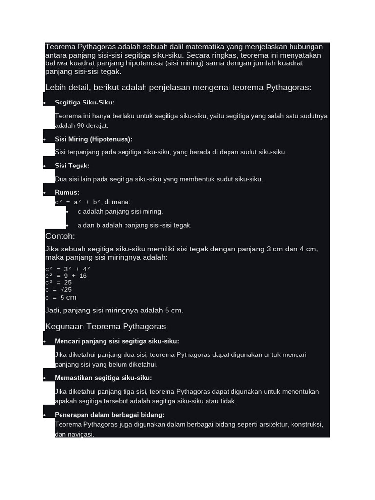 Teorema Pythagoras dan Aplikasinya | PDF