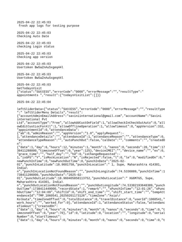 Fresh App Logs for Testing | PDF | Mobile Software | Software