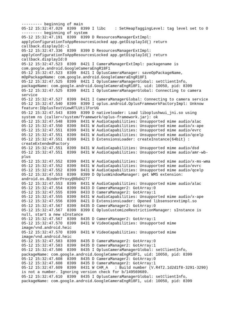 Camera Manager Log Analysis | PDF | Computing Platforms | Computing