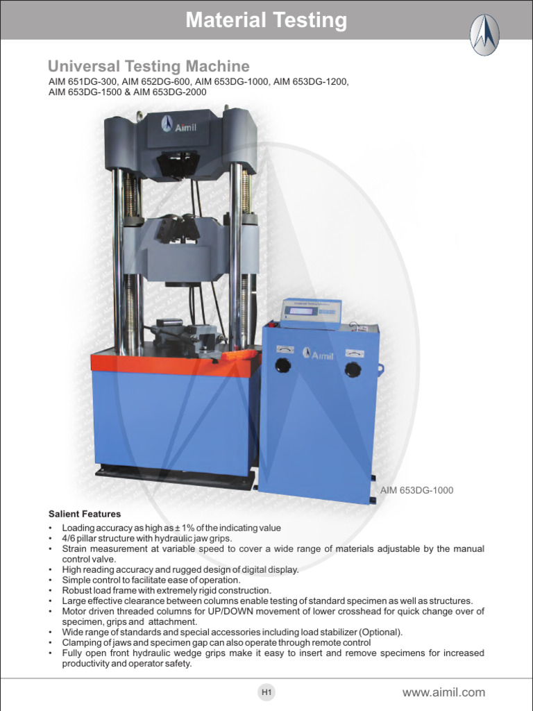 Aimil Universal Testing Machine Overview | PDF | Mechanical Engineering