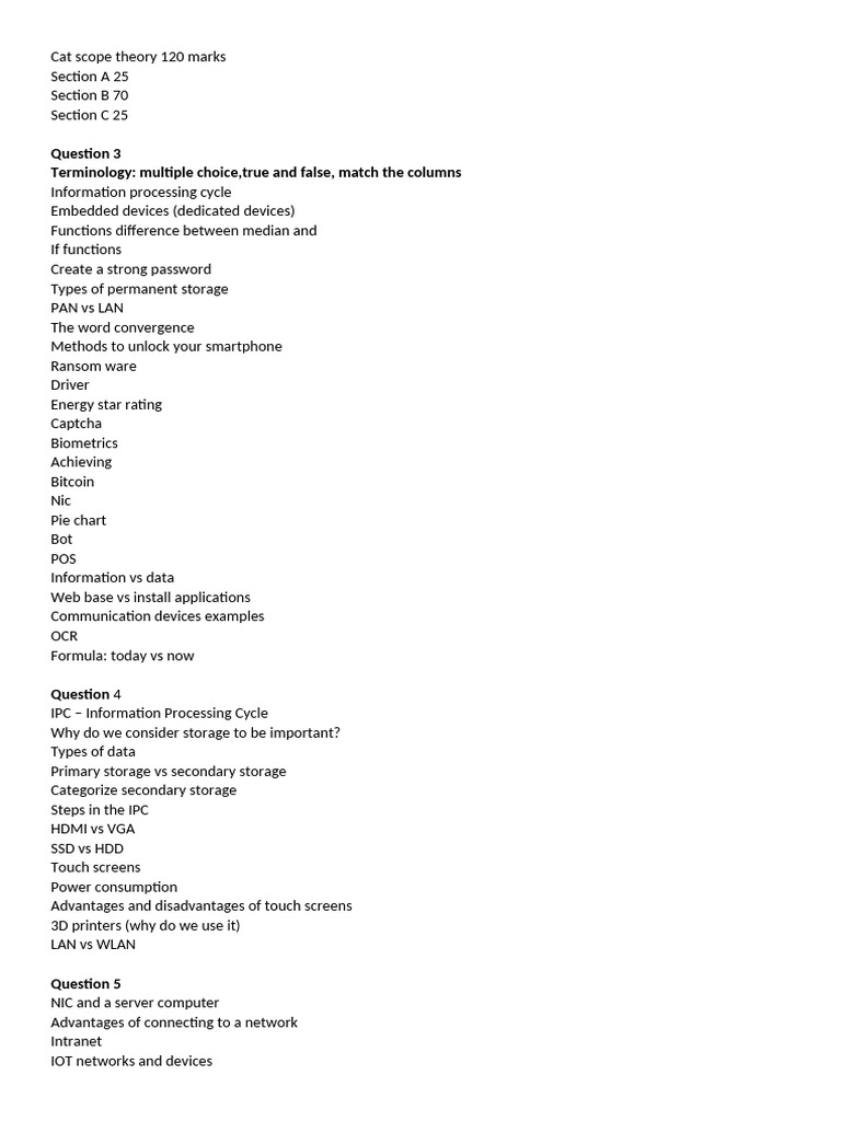 Cat Scope Theory 120 Marks | PDF