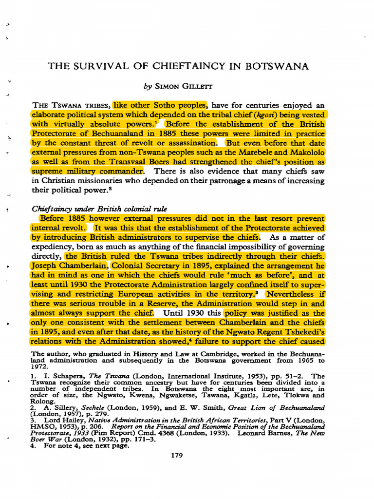 Chieftaincy's Evolution in Botswana | PDF | Botswana