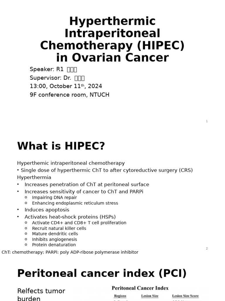 HIPEC in Ovarian Cancer | PDF | Ovarian Cancer | Cancer