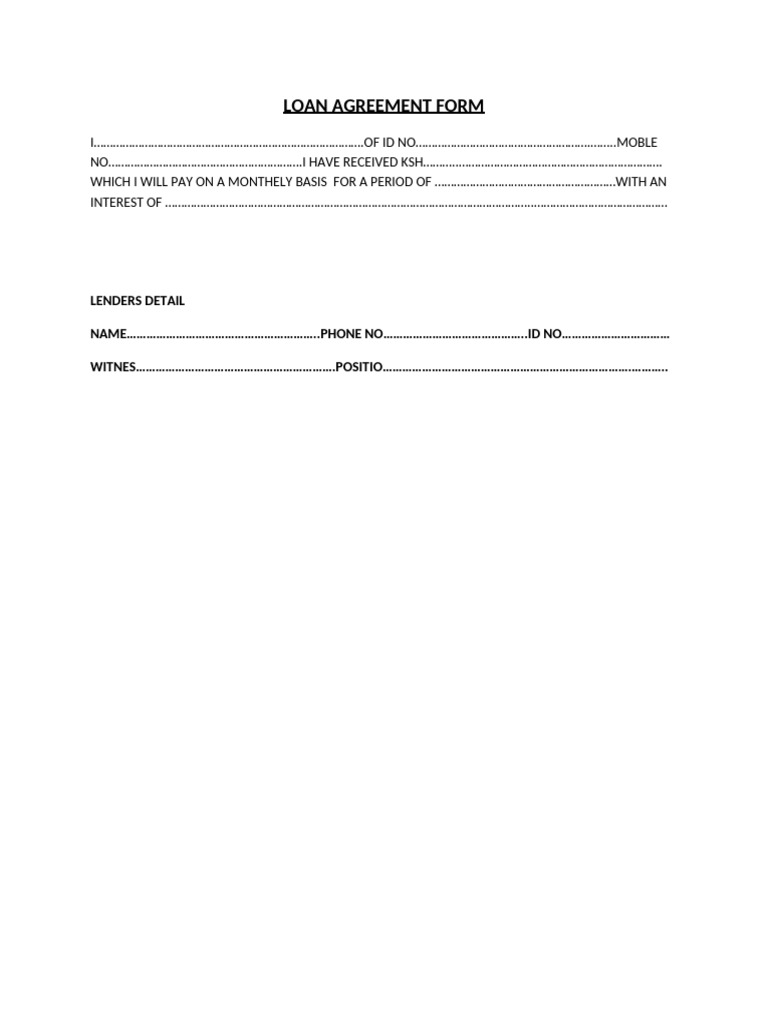 Loan Agreement Form | PDF