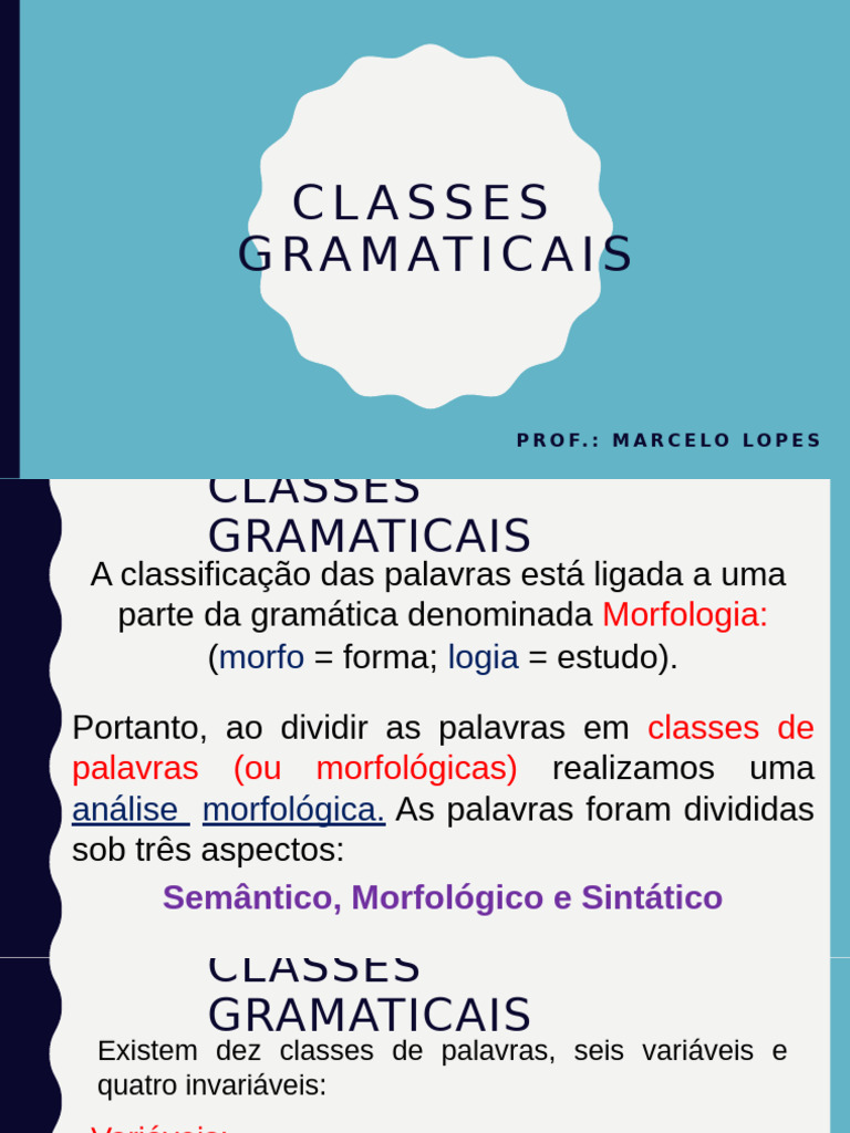 Classes Gramaticais | PDF | Pronome | Classe gramatical