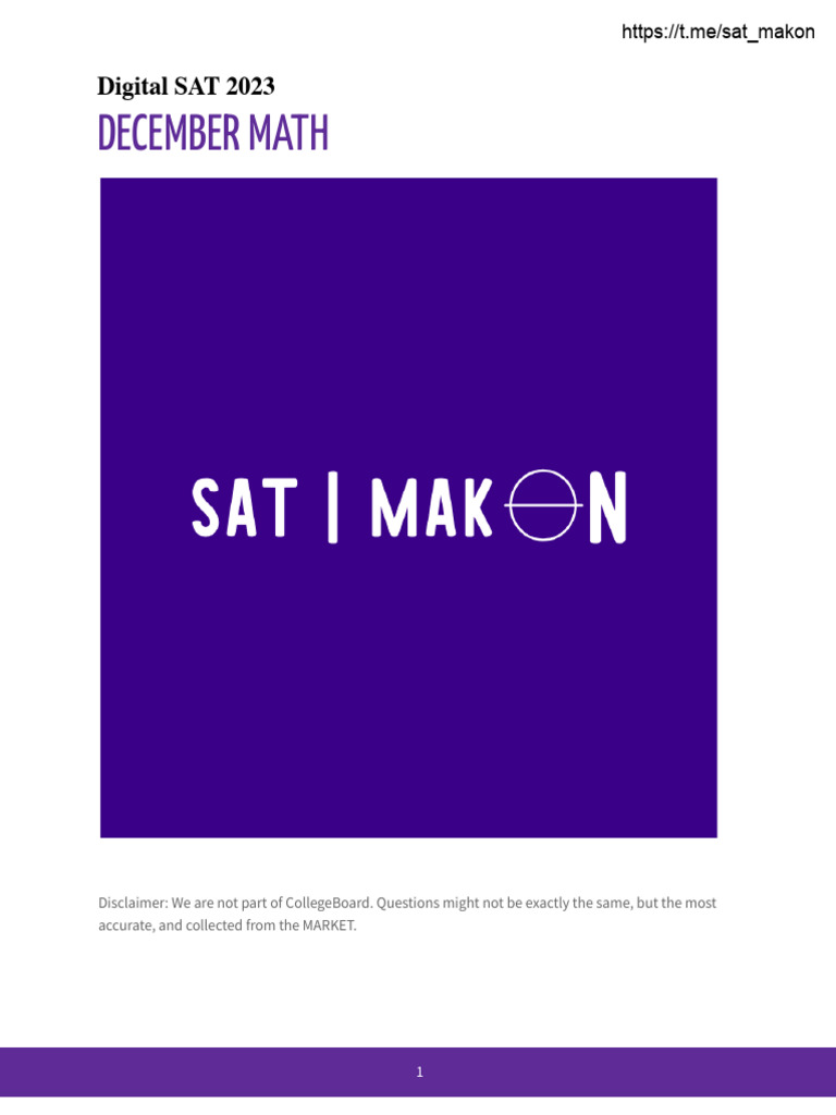 DSAT Real Exam December MATH - Watermark | PDF