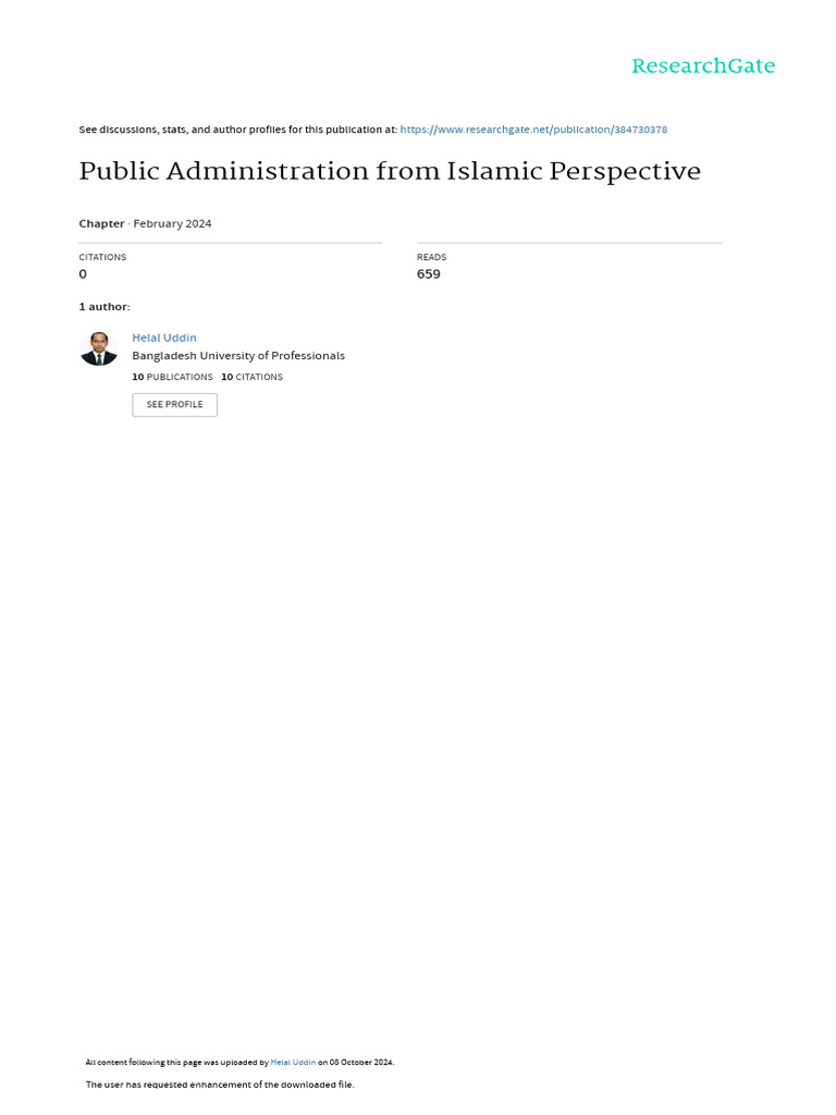 Islamic Public Administration Insights | PDF | Hadith | Muhammad