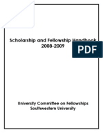 Scholarship and Fellowship Handbook 2008-2009: University Committee On Fellowships Southwestern University