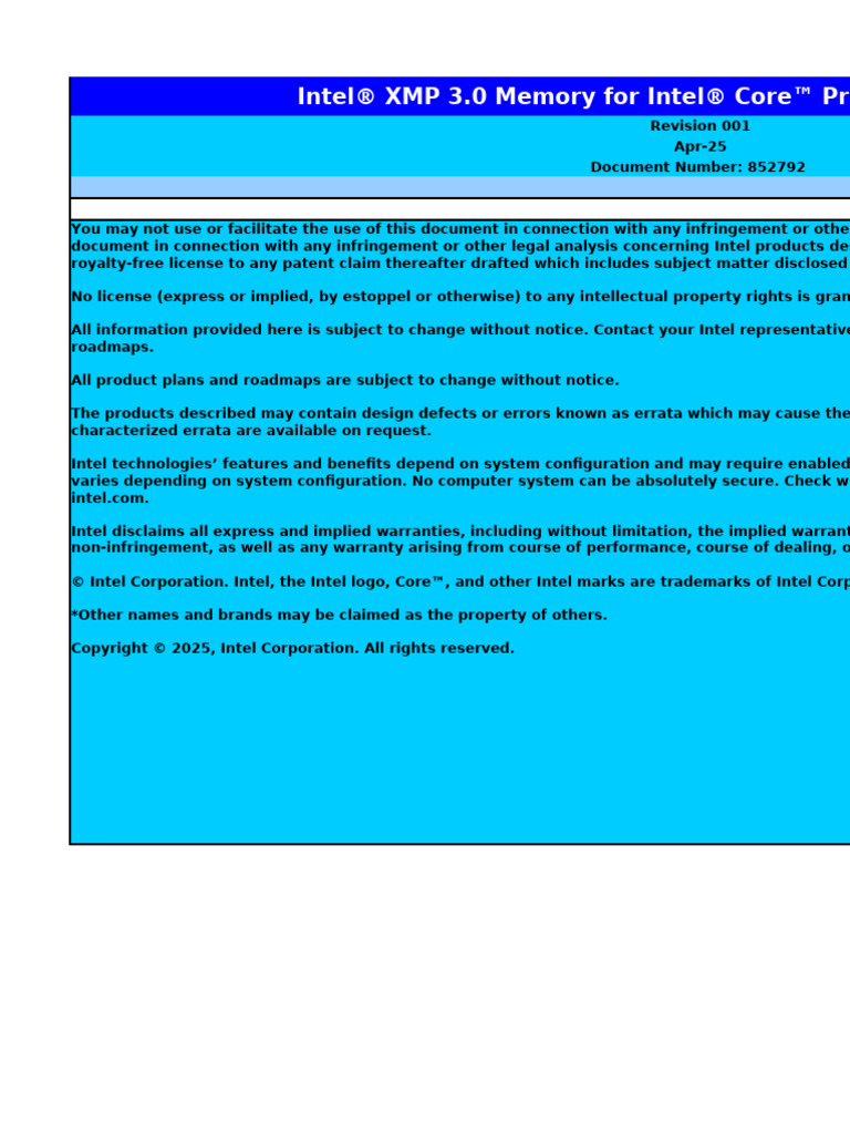 Intel XMP 3.0 Overview Document | PDF | Intel | Computer Hardware