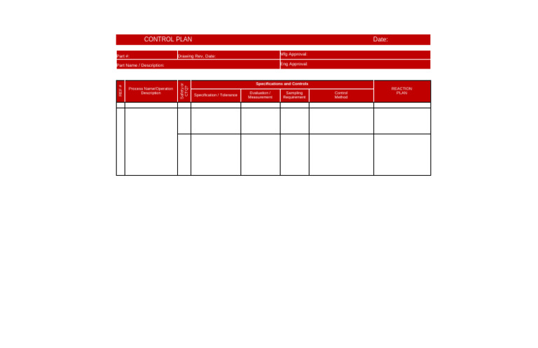 Control Plan Template Example | PDF