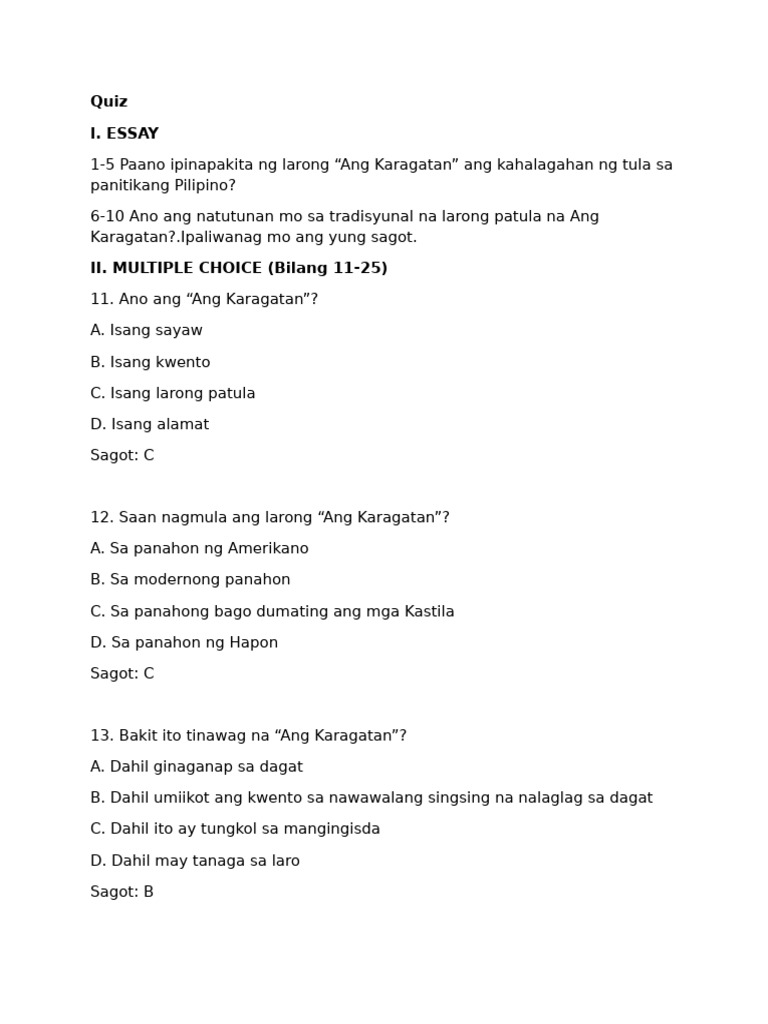 Quiz Filipino | PDF