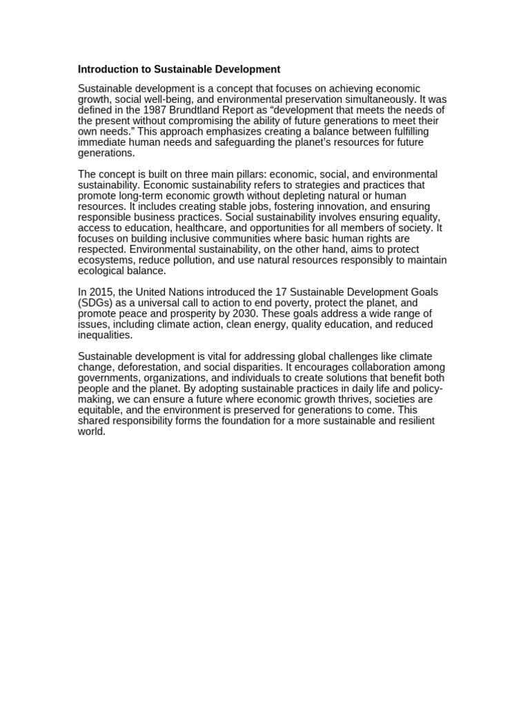 Introduction To Sustainable Development Pdf