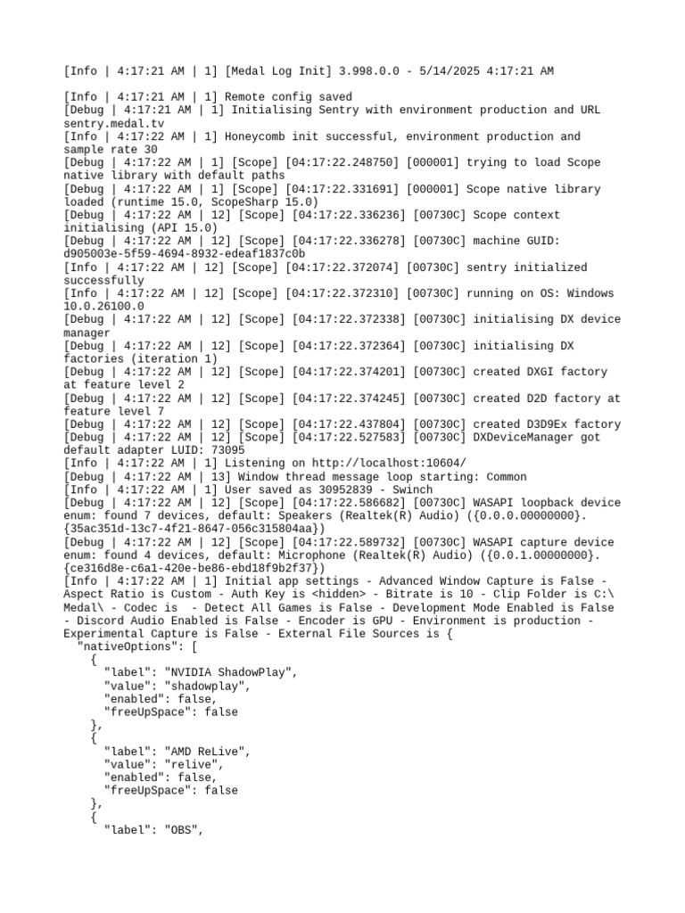 Medal App Initialization Log 3.998 | PDF | File System | Computer File