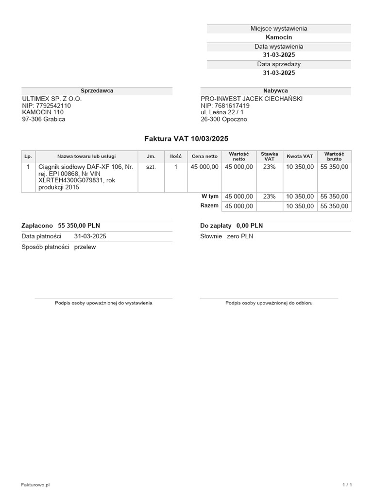 Faktura Vat 10 03 2025 2 | PDF