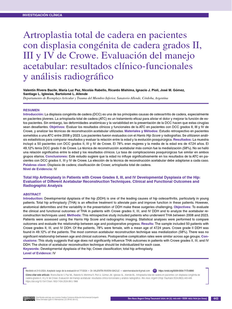 Rev Asoc Argent Ortop Traumatol 2024 89 (5) 443 | PDF | Sistema ...