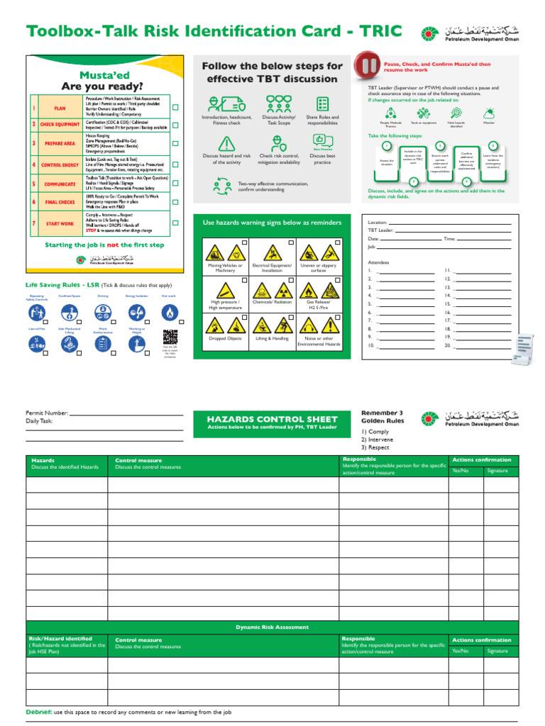 Toolbox Talk Risk Identification Guide | PDF | Safety | Occupational ...