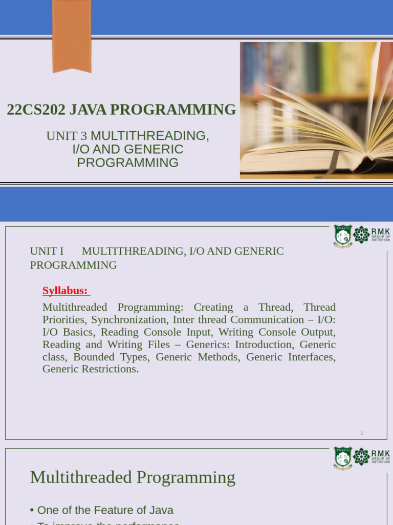 1.multithreaded Programming | PDF | Process (Computing) | Thread ...