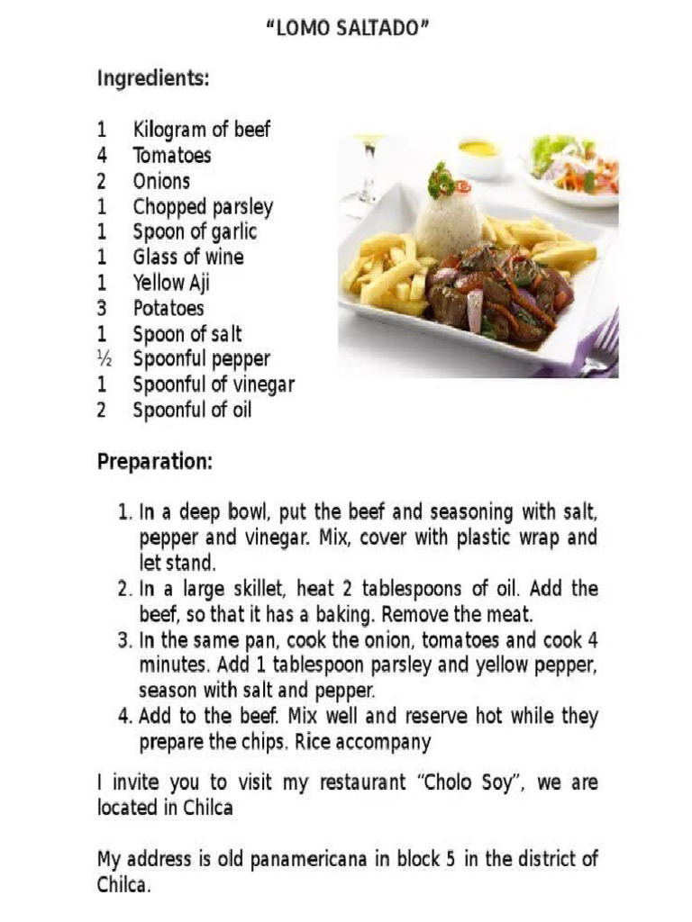 Recetas en Ingles | PDF