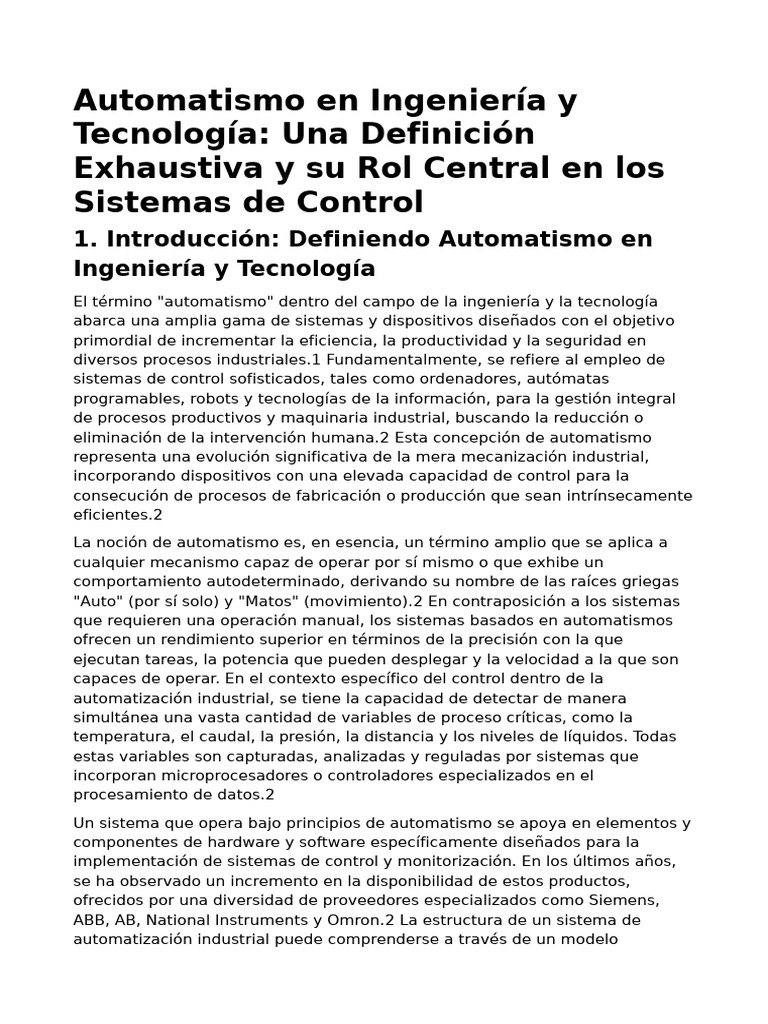 Automatismo en Ingeniería y Control Industrial | PDF | Controlador ...