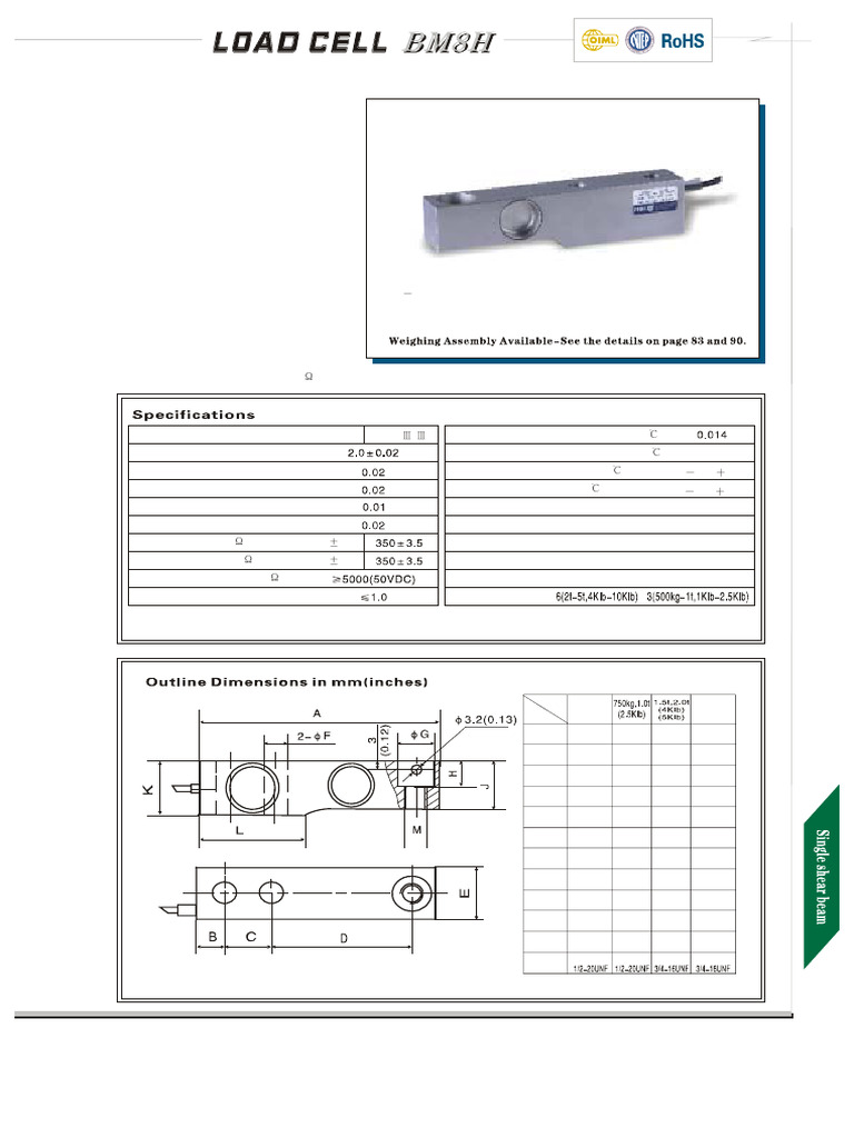 Zemic BM8H Load Cell Specifications | PDF | Electrical Components ...