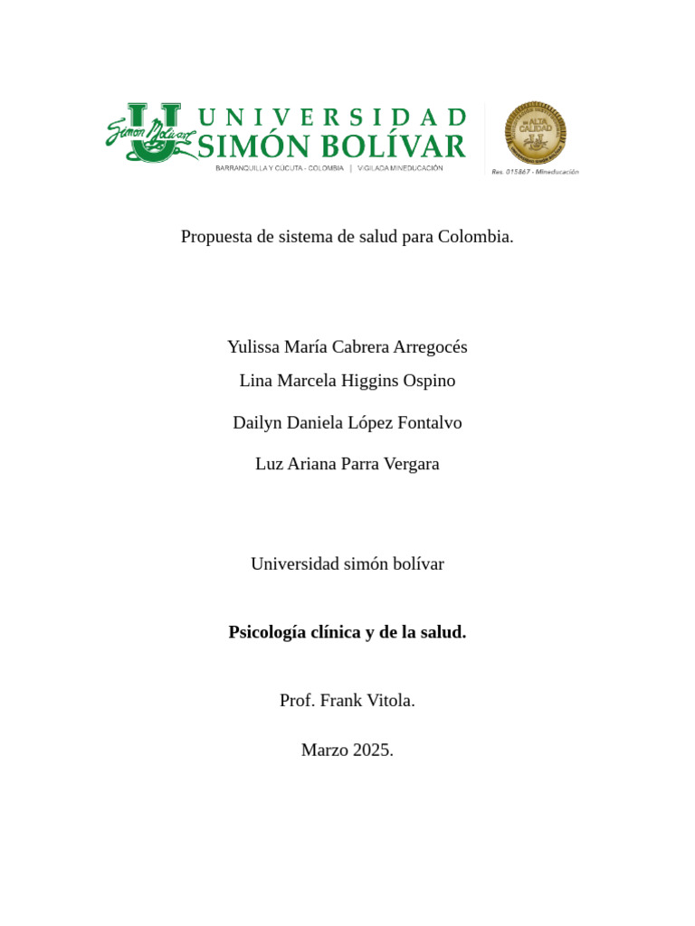 Sistema de Salud | PDF | Colombia | Economias