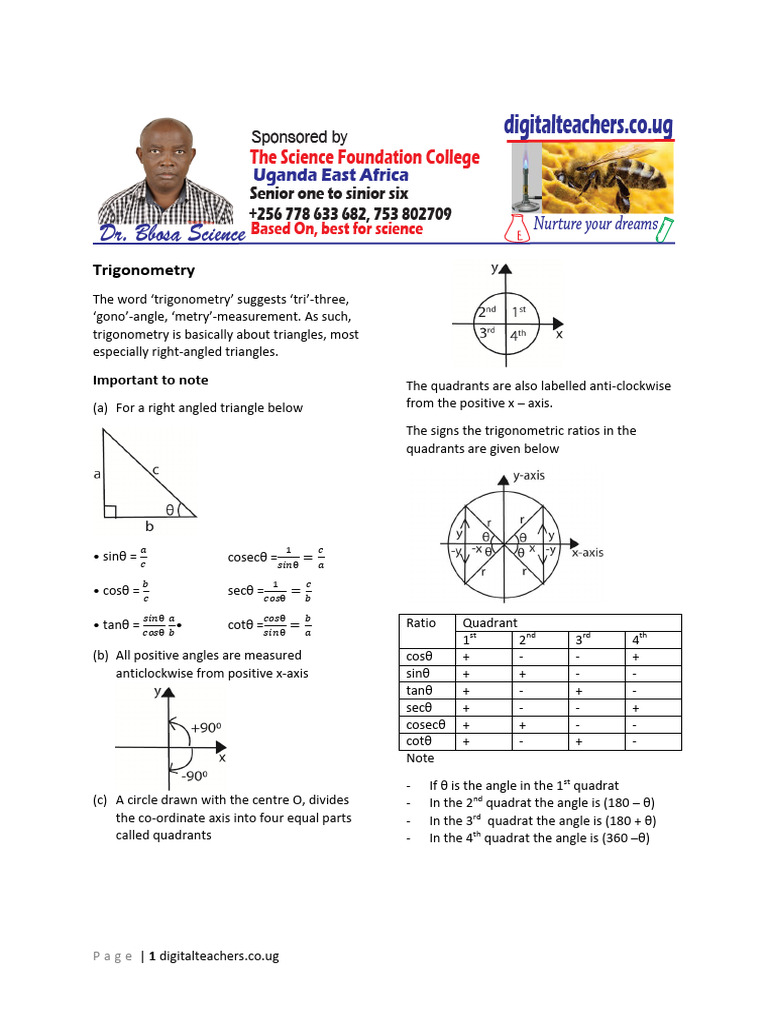 Trigonometry Basics and Problem Solving | PDF | Trigonometry ...