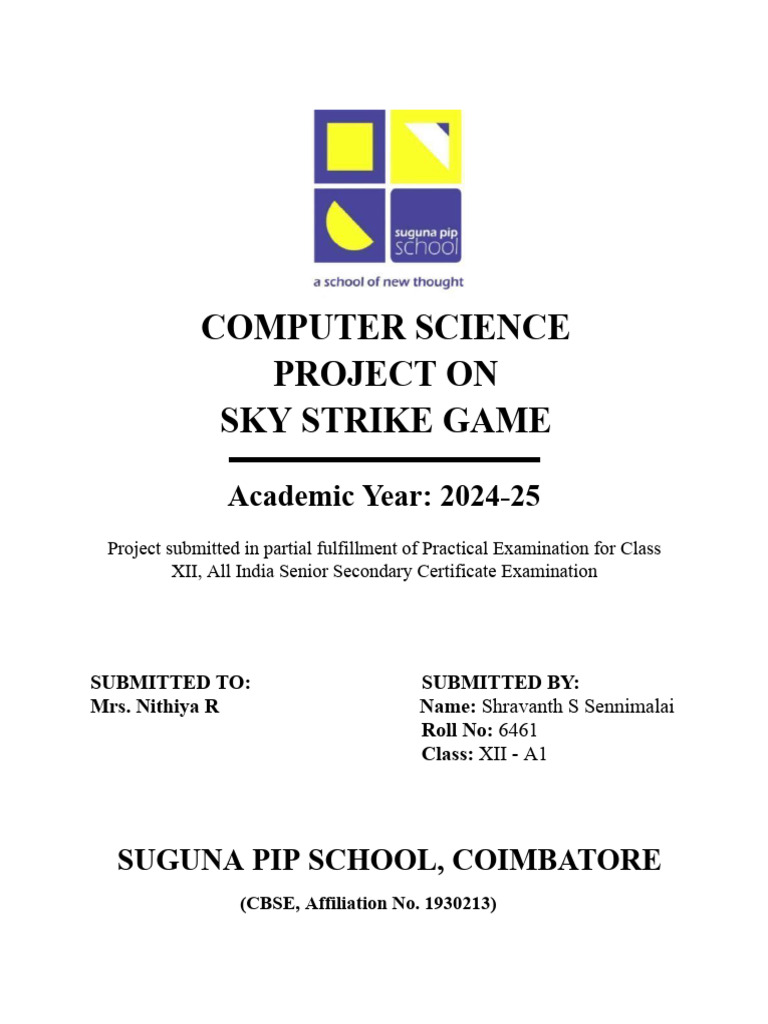 Sky Strike Game Project Overview | PDF | Menu (Computing) | Computing