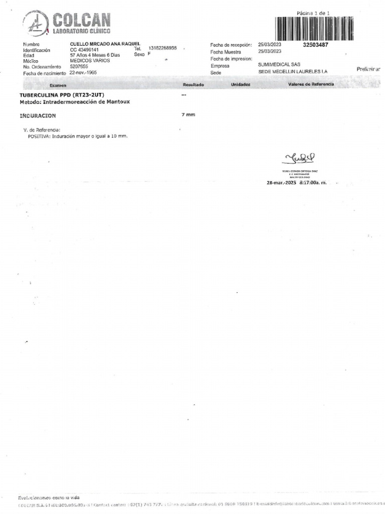 Tuberculina PPD (Tr23-2ut) | PDF