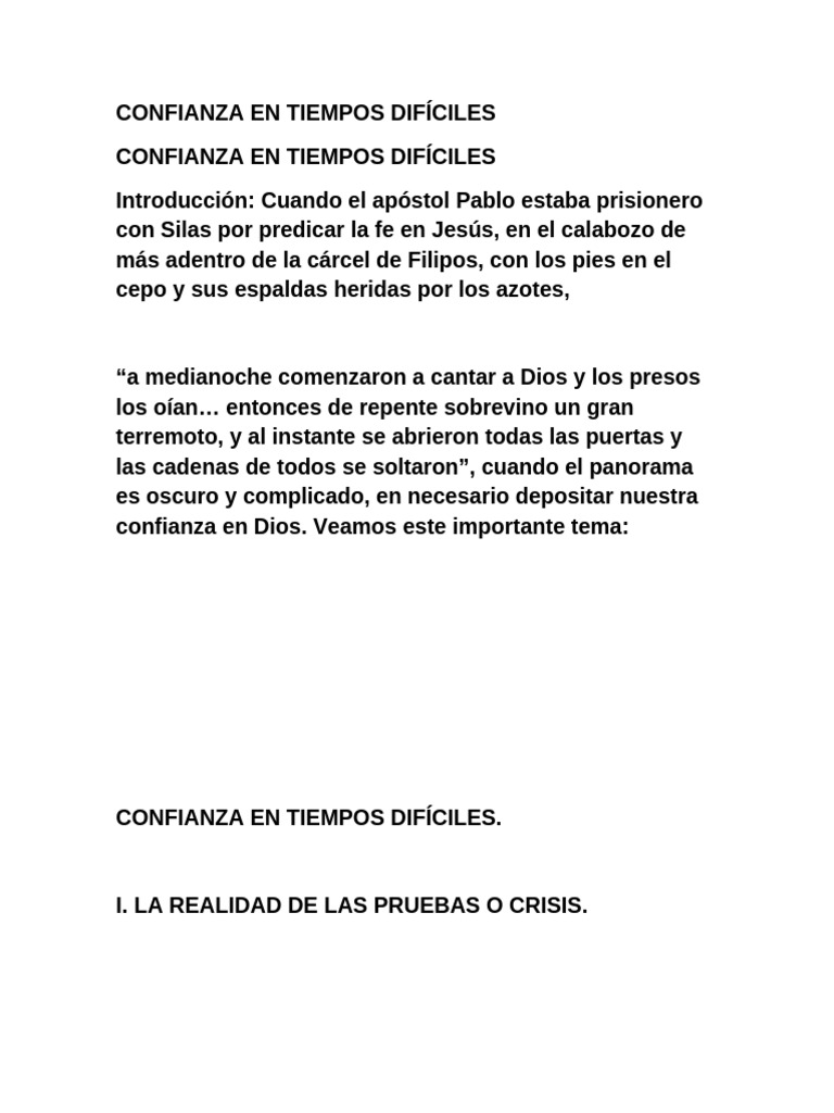 Confianza en Tiempos Difíciles | PDF | Jesús | Dios