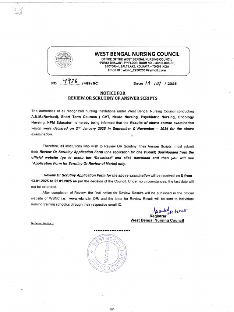 Notice For Review or Scutiny of Answer Scripts | PDF