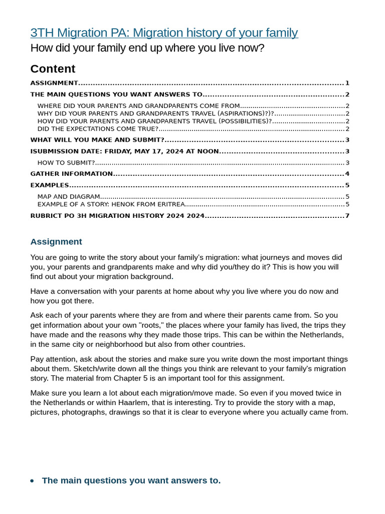 Family Migration Stories Uncovered | PDF