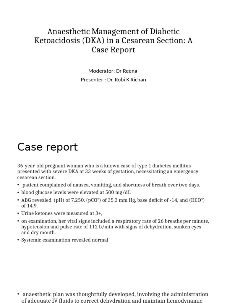 Anaesthetic Management of Diabetic Ketoacidosis (DKA) | PDF ...