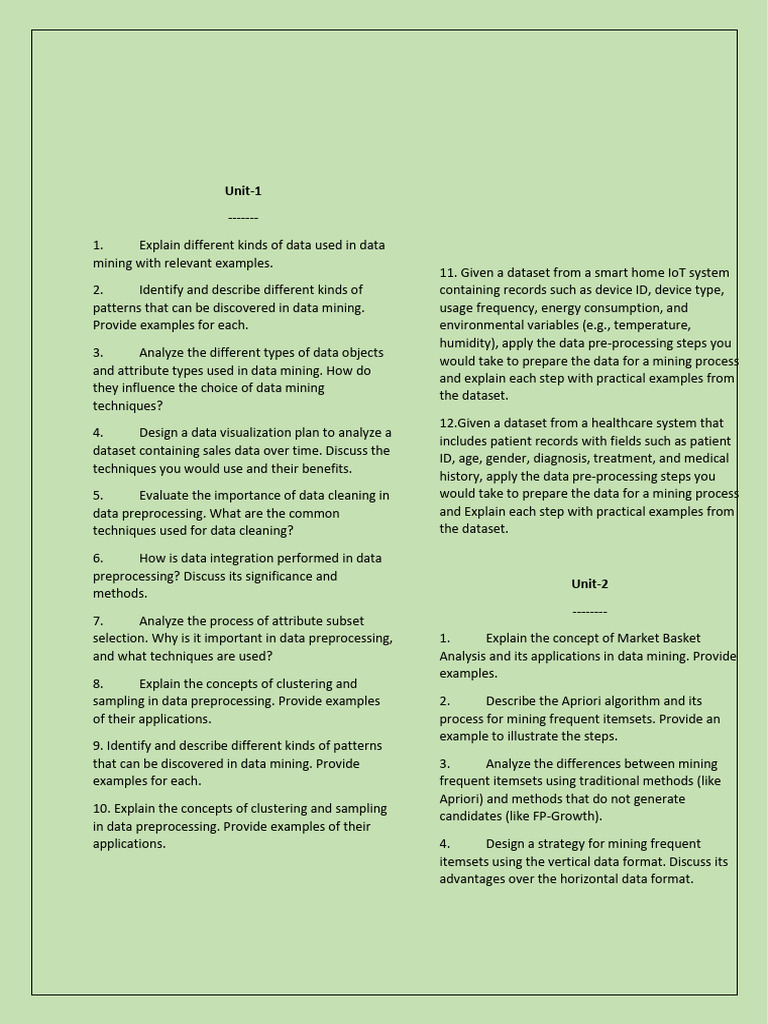 Data Mining and Analytics Question Bank | PDF | Data Analysis ...
