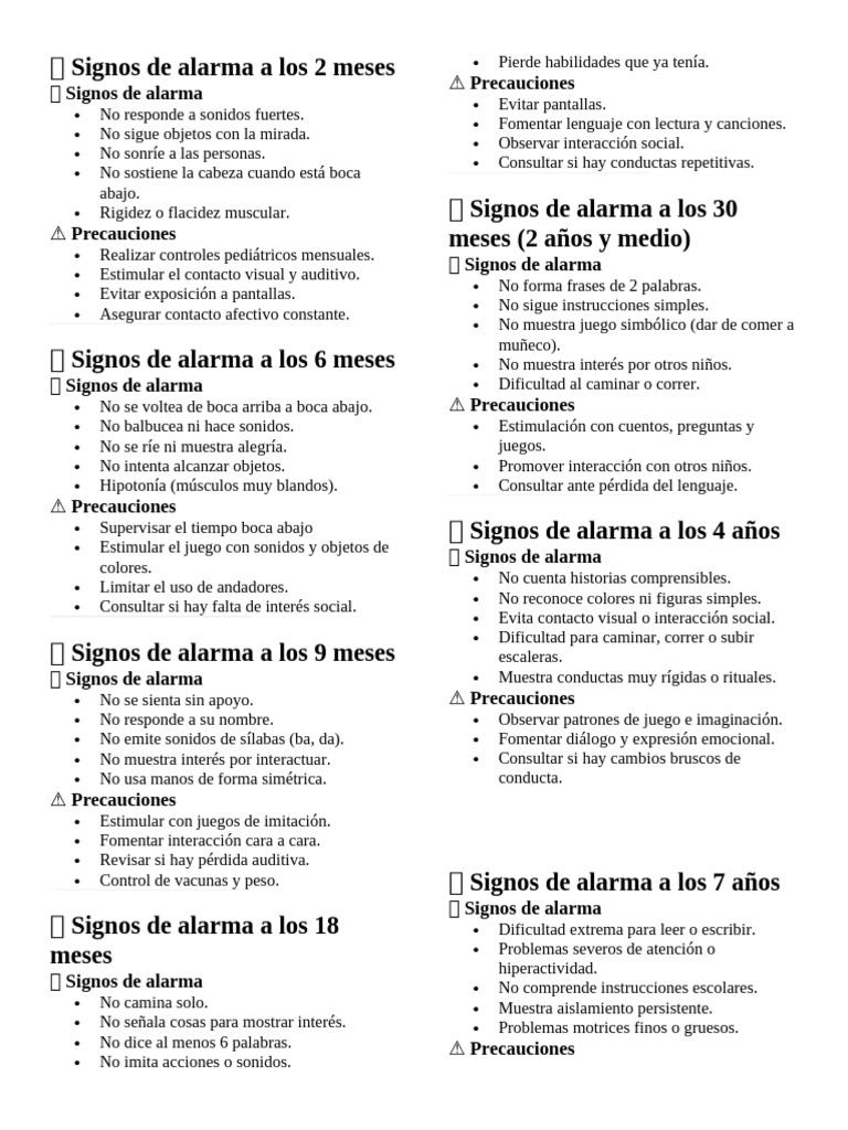 ? Signos de Alarma A Los 2 Meses | PDF | Comportamiento | Cognición