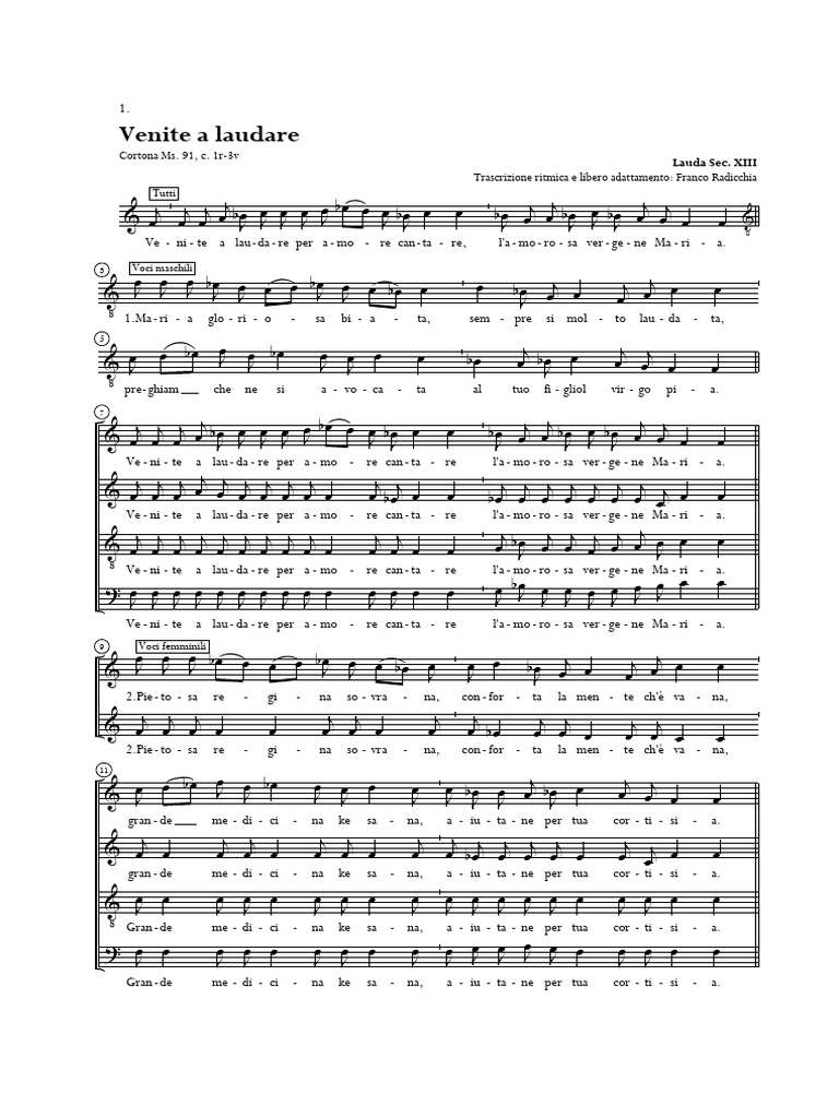 Venite A Laudare (Coro Misto) | PDF