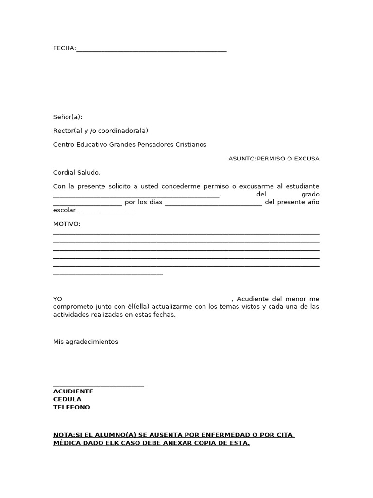Formato de Excusas | PDF