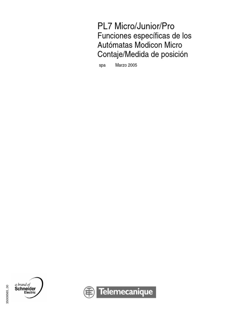 PL7 Micro/Junior/Pro: Funciones Específicas de Los Autómatas Modicon ...