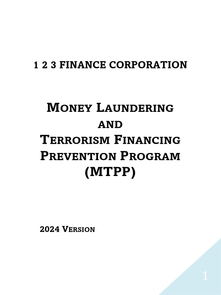 MTPP for AML and CTF Compliance | PDF | Regulatory Compliance ...