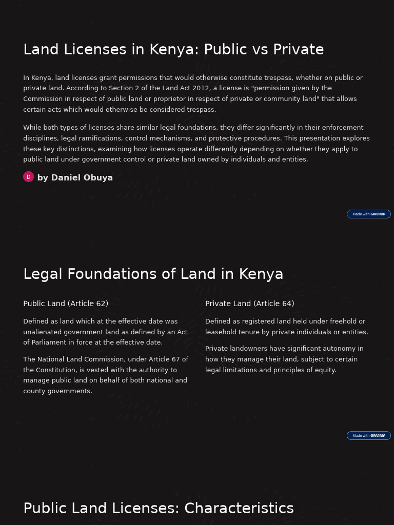 Land Licenses in Kenya: Public vs Private | PDF | License | Equity (Law)