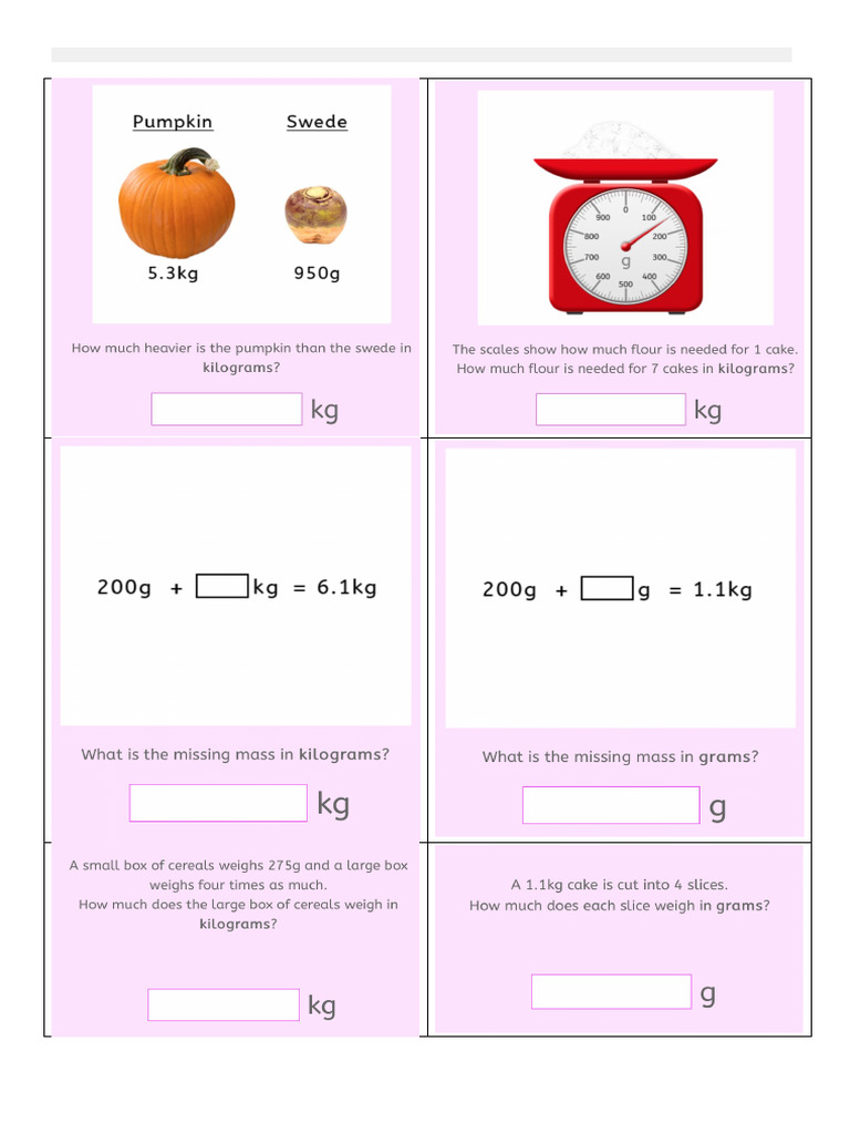 5M9c - Use all four operations to solve problems involving measure [e.g ...