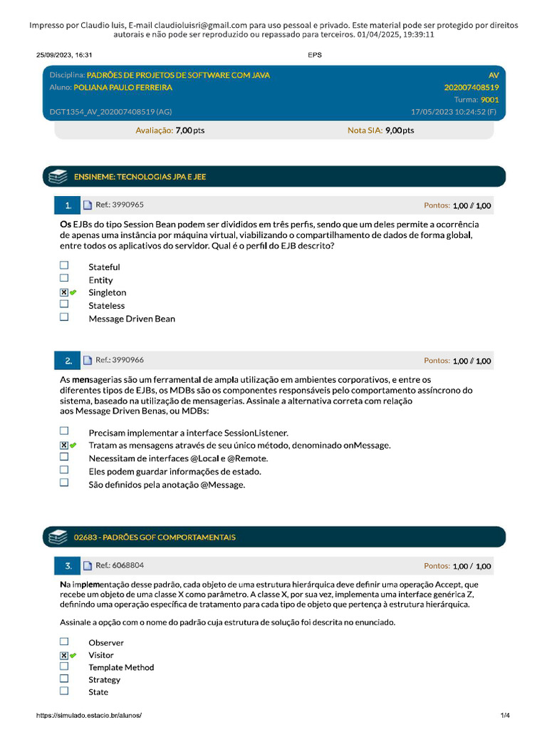 Avs Padrões de Projetos de Software Com Java | PDF