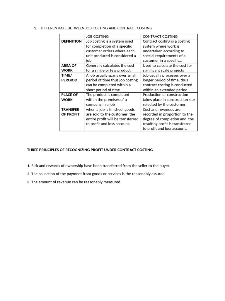 Job vs Contract Costing Explained | PDF