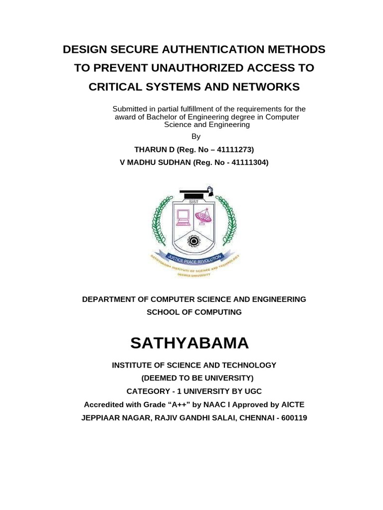 Secure Authentication Design for Cybersecurity | PDF | Security ...