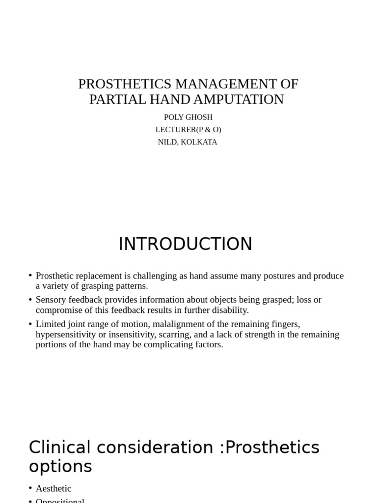 Prosthetic Solutions for Partial Hand Loss | PDF | Prosthesis ...