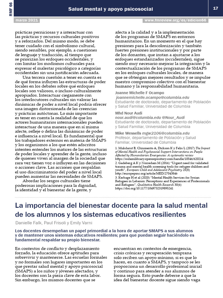 Bienestar docente y salud mental educativa | PDF | Enseñando | Maestros